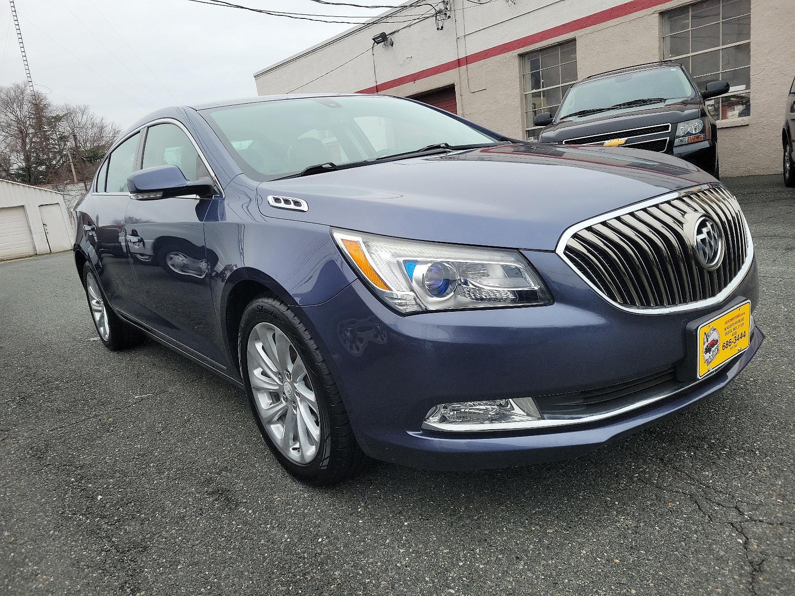 2014 Atlantis Blue Metallic - GWY /Ebony - H0Y Buick LaCrosse Leather (1G4GB5G3XEF) with an ENGINE, 3.6L SIDI DOHC V6 VVT engine, located at 50 Eastern Blvd., Essex, MD, 21221, (410) 686-3444, 39.304367, -76.484947 - Experience the epitome of luxury and performance with our stunning 2014 Buick LaCrosse Leather 4dr Sedan. Rising above the ordinary with an eye-catching Atlantis Blue Metallic exterior, this car is a proud testament to Buick's classic aesthetics. Complementing the beautiful exterior is an Ebony inte - Photo #2