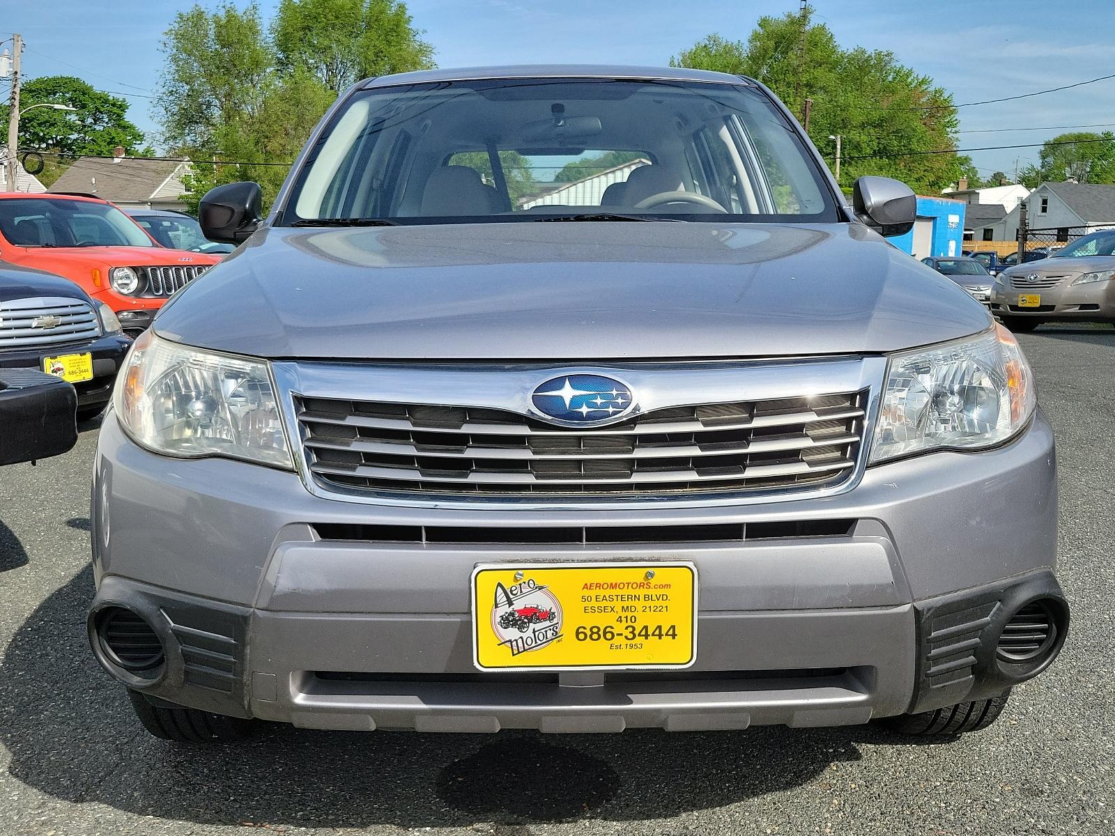 2010 Steel Silver Metallic - SSM /Aurora Platinum - APC Subaru Forester 2.5X (JF2SH6AC5AH) with an 2.5L SOHC SMPI 16-valve 4-cyl boxer engine engine, located at 50 Eastern Blvd., Essex, MD, 21221, (410) 686-3444, 39.304367, -76.484947 - Experience the impeccable blend of comfort, style, and performance in this 2010 Subaru Forester 2.5X. Encased in a striking Steel Silver Metallic exterior paired with an elegant Aurora Platinum interior, this SUV is a statement of sophistication. An ideal choice for the discerning driver, the 2.5l S - Photo #1