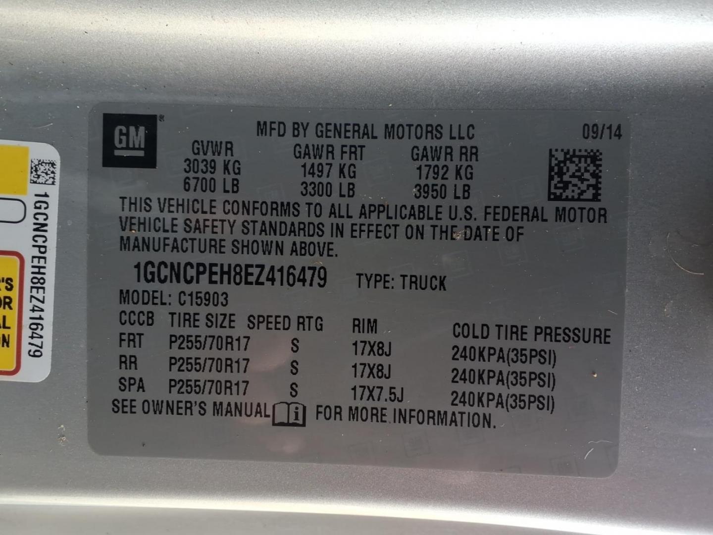 2014 Gray Chevrolet Silverado 1500 Work Truck (1GCNCPEH8EZ) with an 4.3L EcoTec3 4.3L Flex Fuel V6 285hp 305ft. lbs. Not Specified engine, 6-Speed Shiftable Automatic w/Overdrive transmission, located at 50 Eastern Blvd., Essex, MD, 21221, (410) 686-3444, 39.304367, -76.484947 - Photo#18