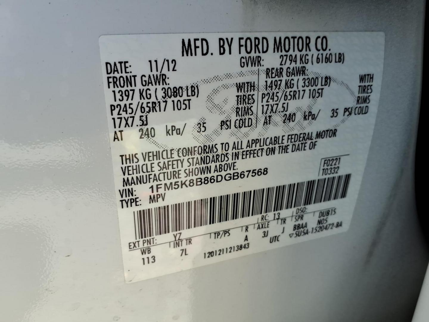 2013 Oxford White Ford Explorer Base (1FM5K8B86DG) with an 3.5L 6 Cylinder Sequential-Port F.I. engine, Automatic transmission, located at 50 Eastern Blvd., Essex, MD, 21221, (410) 686-3444, 39.304367, -76.484947 - Photo#21