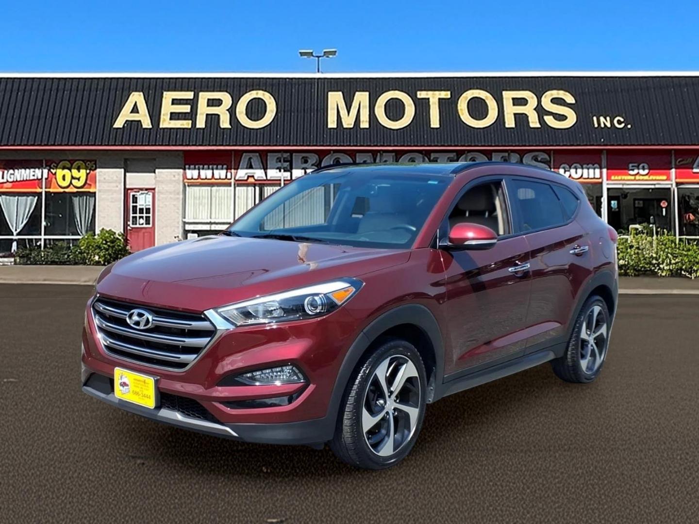 2016 Red Hyundai TUCSON Limited (KM8J3CA26GU) with an 1.6L 4 Cylinder Turbocharged engine, ATAWD transmission, located at 50 Eastern Blvd., Essex, MD, 21221, (410) 686-3444, 39.304367, -76.484947- Photo#0